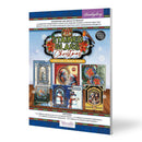 Hankydoy Stained Glass Christmas Deluxe Craft Pad book cover shown at a slight angle on a white background, displaying various colorful stained glass designs and text details.