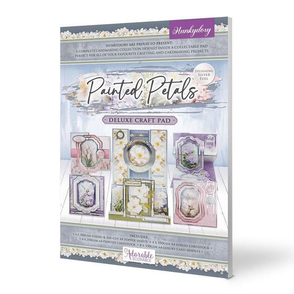 Hunkydory Painted Petals Deluxe Craft Pad packaging on a white background