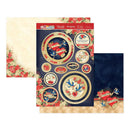 Decorative paper set with heart and floral designs on a white background