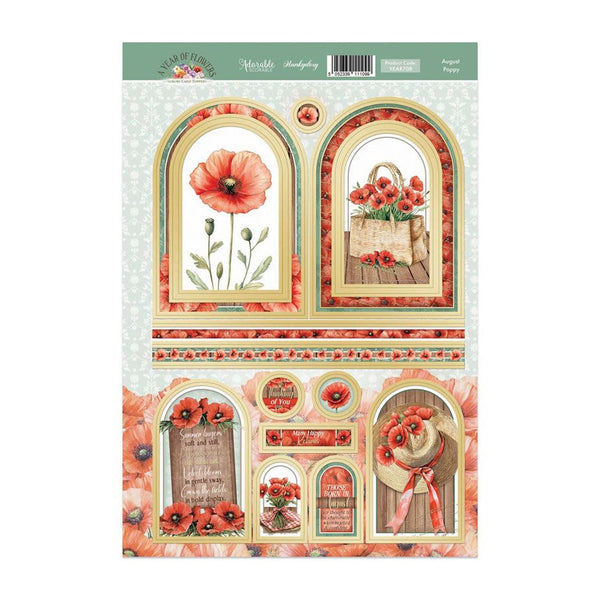 Hunkydory A Year of Flowers Poppy Luxury Topper Sheet - August