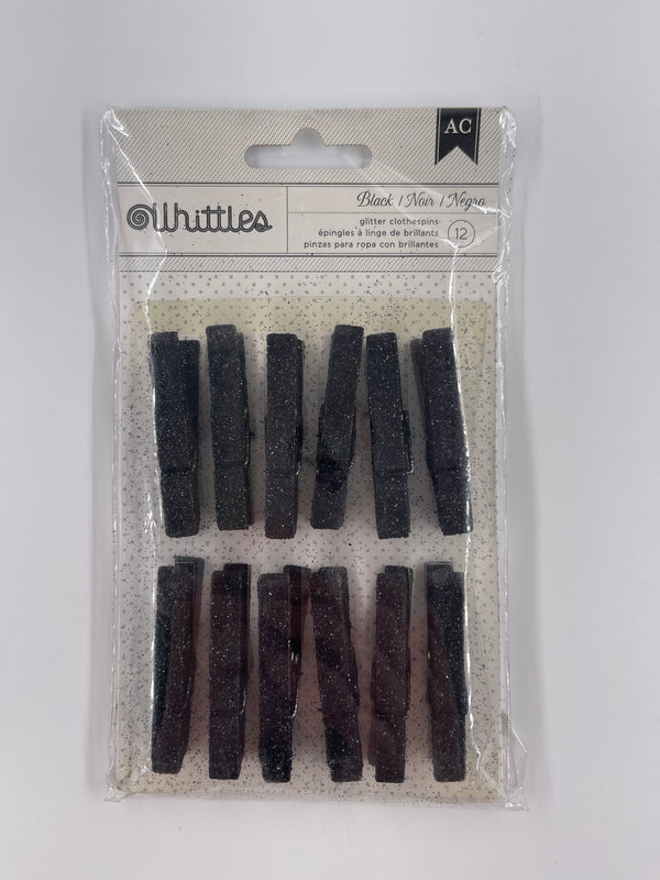 American Crafts Whittles Glitter Clothespins 12PK - Black*