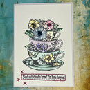 IndigoBlu Time for Tea A6 red rubber stamp set with cups and text