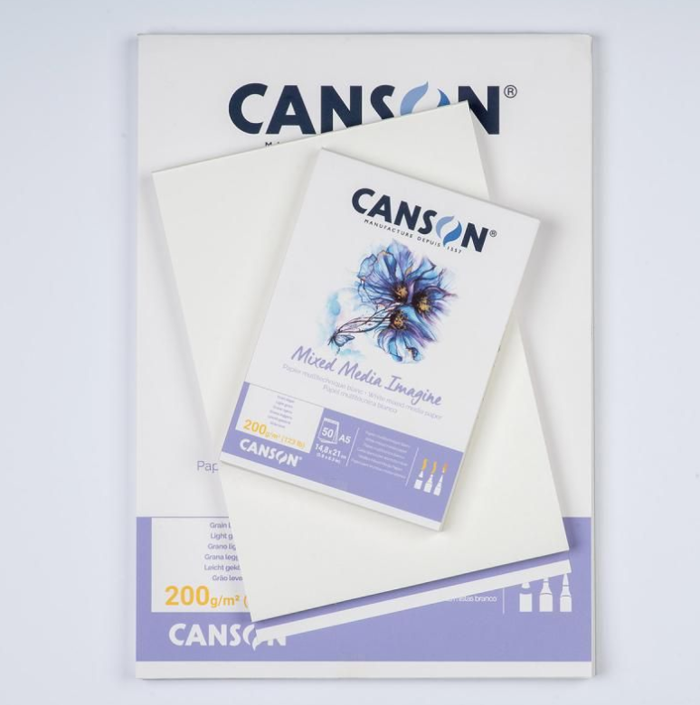 Canson Imagine White Mixed Media Pad - Light Grain 200gsm A5 - 50 Sheets
