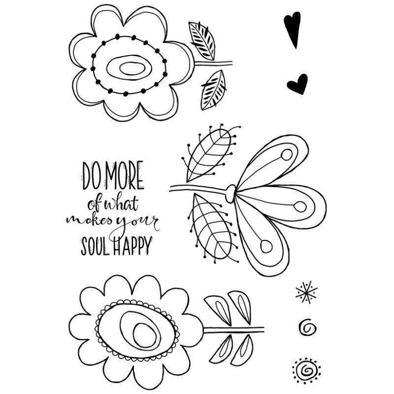 Woodware Clear Stamp 4"x 6" - Petal Doodles - Happy Soul*