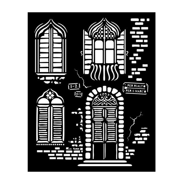 Stamperia Stencil 7.87"x 9.84" - Venice City of Art - Windows