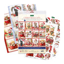 Christmas Cats die-cut feline scenes collection by Canva, featuring a central package surrounded by scattered individual cut-out scenes and stickers on a white background.