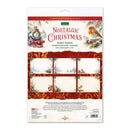 A packaged sheet of decorative insert papers from Papermania, titled 'Nostalgic Christmas'. The packaging features festive illustrations of a vintage train, a robin bird, and snowy winter scenes.