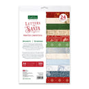 A package of Kathy Sue Letters to Santa Printed Cardstock, containing 24 sheets of 12 different Christmas-themed paper designs. The packaging is white with red and green text, and a vertical strip on the right shows several sample paper designs including red, green, beige, and blue with holiday motifs.