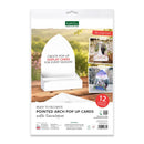 Kraft on Shade Pointed Arch Pop Up Cards with Envelopes, featuring a white display card holder in the center of the packaging, with sample images of decorated pop-up cards on a white background.
