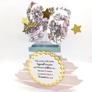 Decorative birthday card with fairy design and text on a white background
