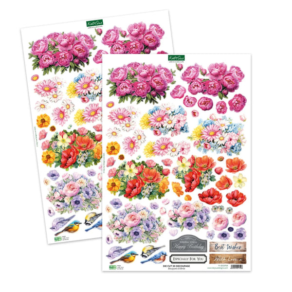 Two sheets of floral stickers with various colorful flowers on a white background.