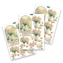 Set of floral decoupage sheets with roses and decorative elements on a white background.