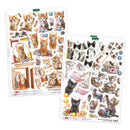 Two sheets of decorative paper with cute cat illustrations on a white background.