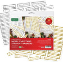KATI SUE Merry Christmas straight banners packaging with sample banners on a white background
