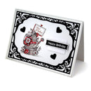 Birthday card with decorative teapot illustration and text on a white background