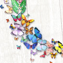 Colorful butterfly decorations on a white background