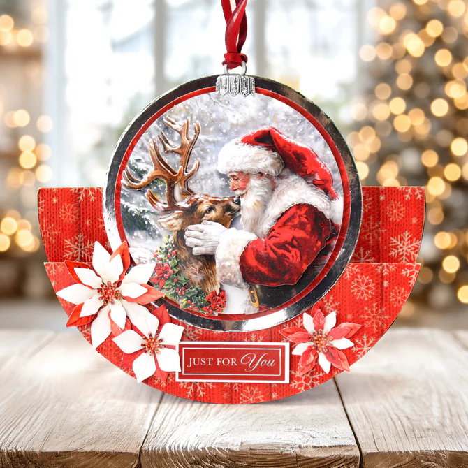 Katy Sue Die Cut Decoupage 3/Pkg - Reindeer Kisses Bauble