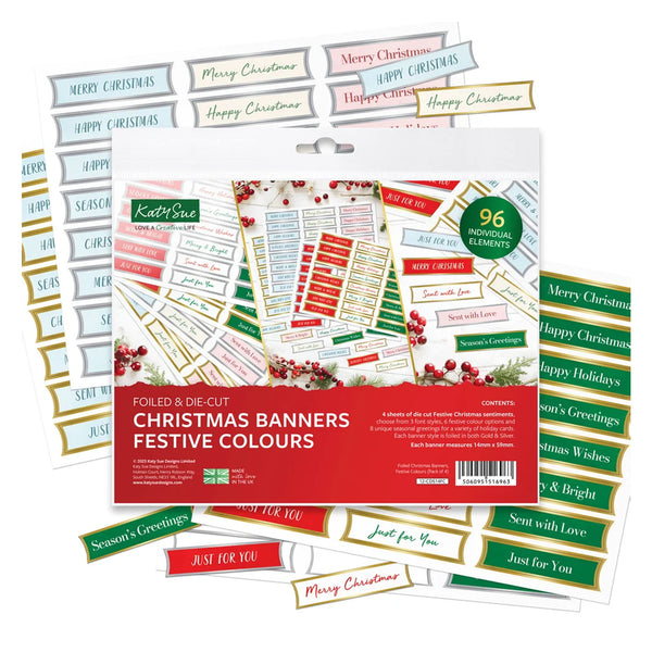 Katy Sue Foiled & Die-Cut - Christmas Banners Festive Colours