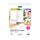 Kate and Sofie Ready to Decorate Side Pop Up Cards with Envelopes, featuring a white package with colorful sample images of pop-up cards and envelopes.
