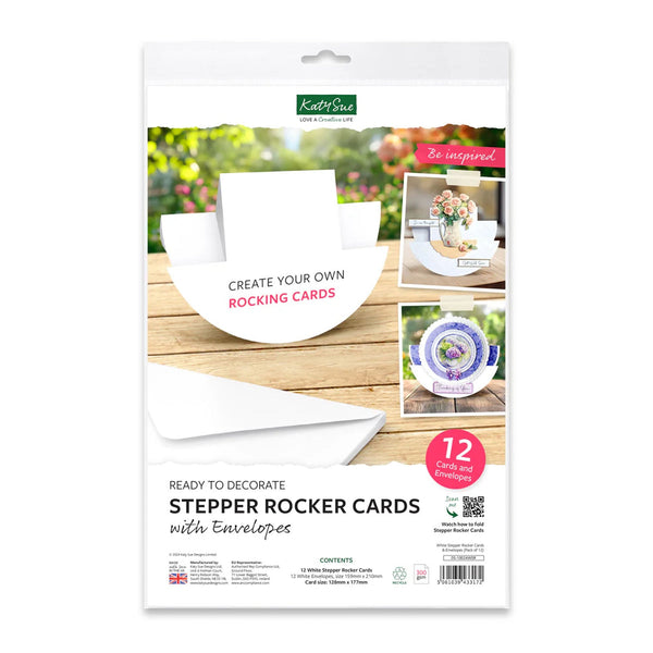 Katy Sue White Stepper Rocker Cards & Envelopes 12/Pkg