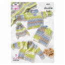 Knitted baby set with sweaters, pants, and hat on a white background with King Cole branding.