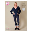 Women wearing a Firefly Aran knitted sweater and jeans set with King Cole branding