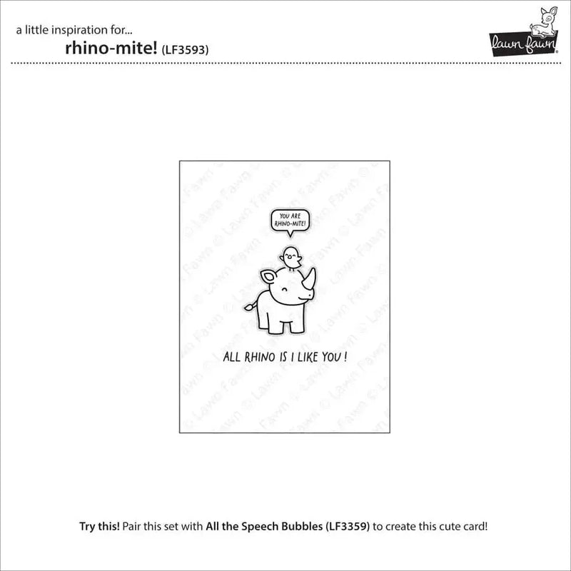 Lawn Fawn Clear Stamp Set - Rhino-Mite!