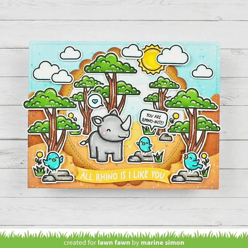 Lawn Fawn Clear Stamp Set - Rhino-Mite!