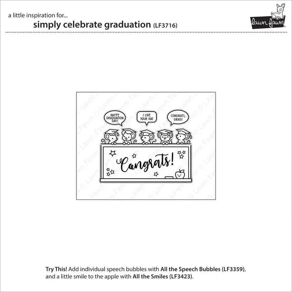 Lawn Fawn Clear Stamp Set - Simply Celebrate Graduation