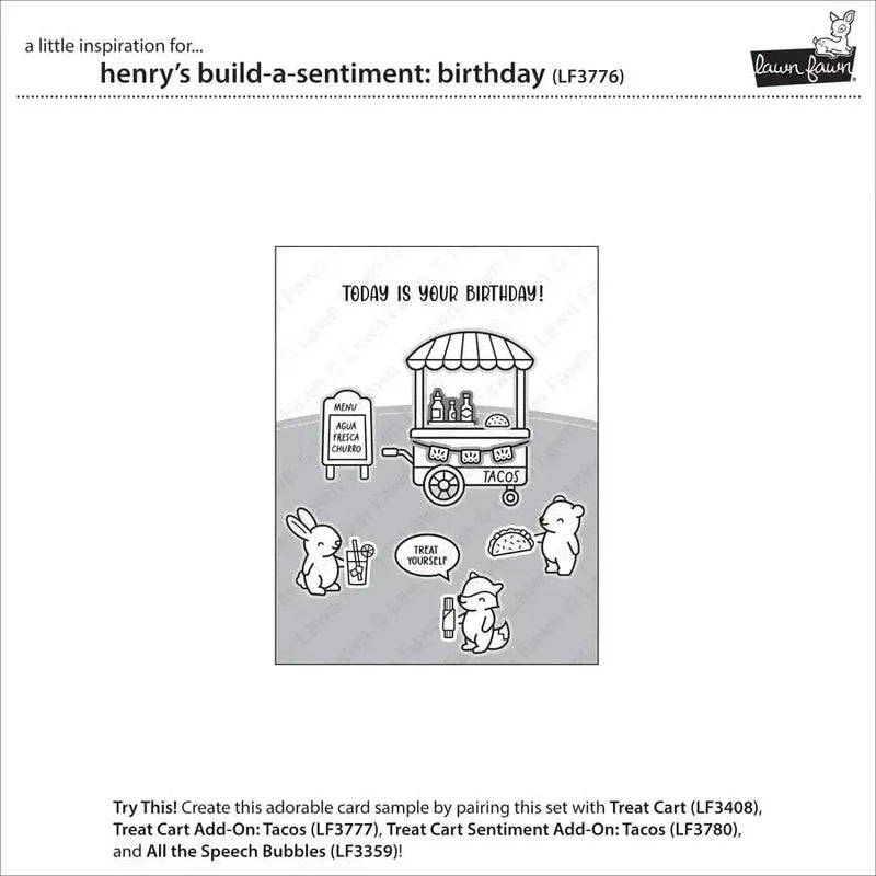 Lawn Fawn Clear Stamp Set - Henry's Build-a-Sentiment: Birthday