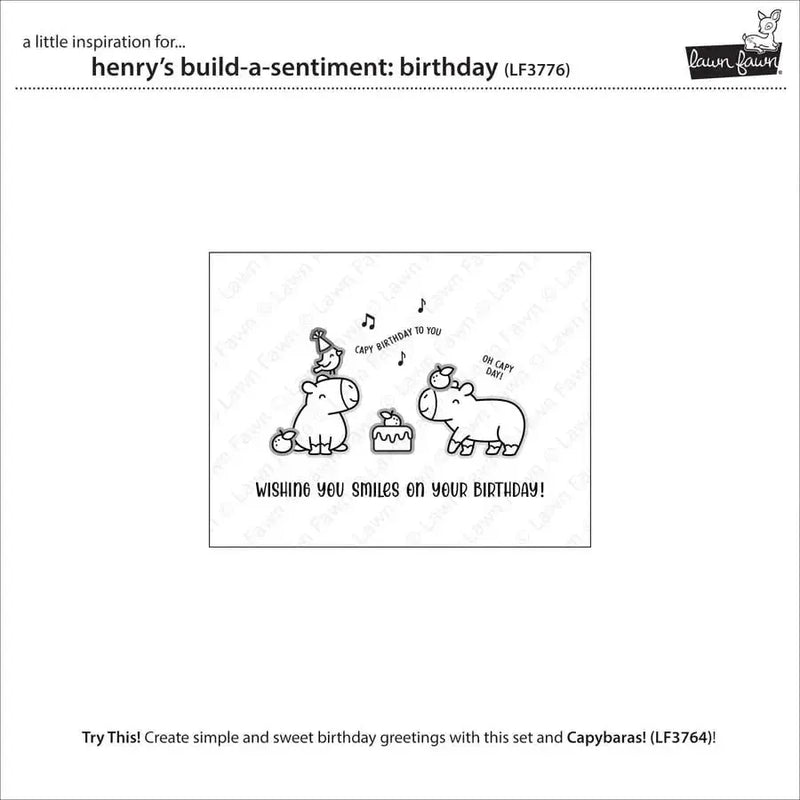Lawn Fawn Clear Stamp Set - Henry's Build-a-Sentiment: Birthday