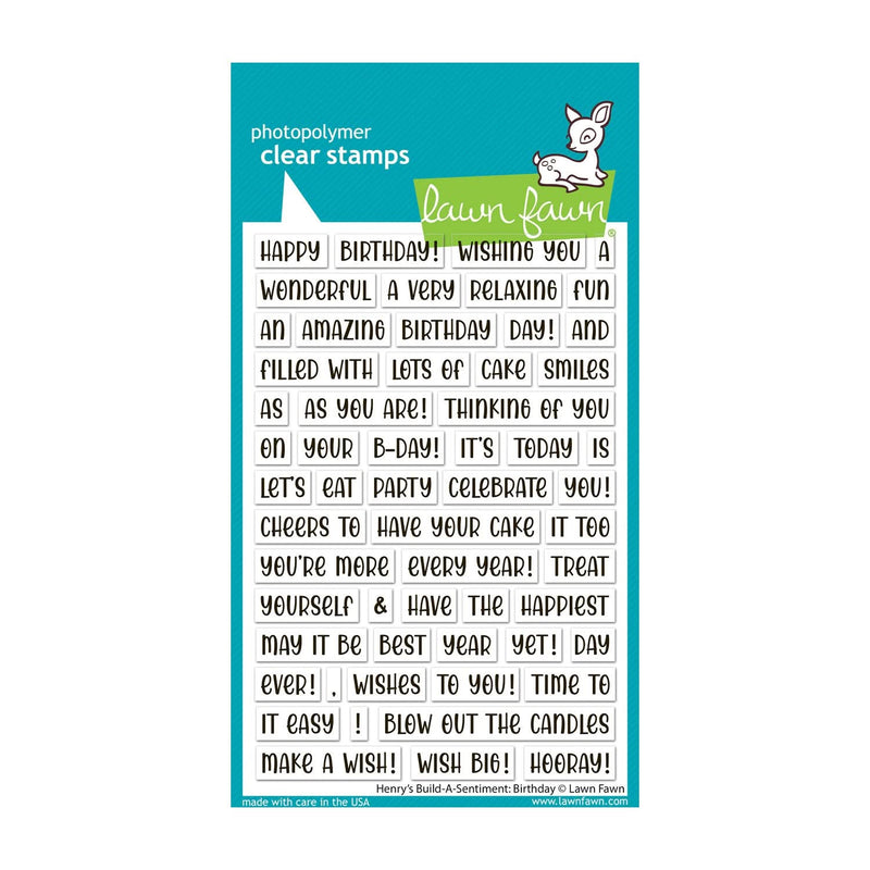 Lawn Fawn Clear Stamp Set - Henry's Build-a-Sentiment: Birthday