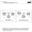 Black and white preview sheet for a craft or card design featuring cute moth characters in witch and Santa hats, with sample layouts and text including 'Happy Halloween!' and 'May your Christmas be cozy!'.
