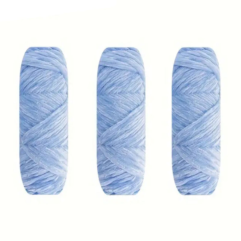 Poppy Crafts Velour Yarn 100g 3 Pack - Light Blue