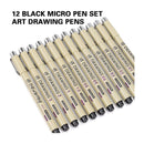 Poppy Crafts Fineliner Pens - Archival Black Ink 12 Pack