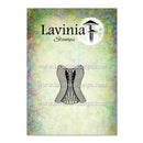 Lavinia Stamps product card featuring a black silhouette stamp design of a tree with an umbrella-like canopy on a textured pastel green and blue background, with the Lavinia Stamps logo at the top.