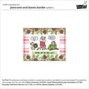 A printed card or craft sample page showing a cute illustrated scene of two mice with speech bubbles and pinecones, surrounded by a pinecone and leaves border design. The page includes product code text at the top and bottom on a white background.