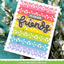 Colorful card with 'I'm glad we're friends' text on a floral background