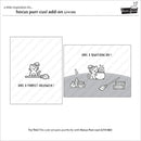 Two black and white illustrations of a cat with a broom and a pot, with text on a white background.
