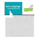 Lawn Fawn 'Hocus Purr-cus!' Add-On Coloring Stencils packaging, featuring six animal-shaped stencil outlines on a light gray sheet, with a teal and white header card.