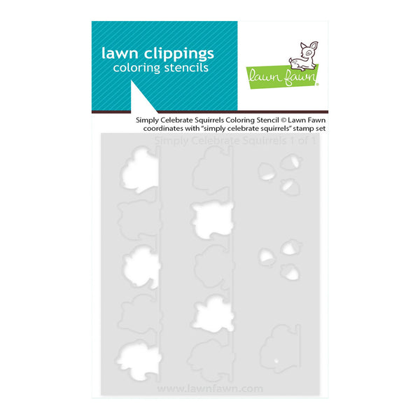 Lawn Fawn 'lawn clippings' coloring stencils package, featuring a clear plastic sheet with irregular leaf and branch-shaped cutouts on a white background, with a teal and green header card.