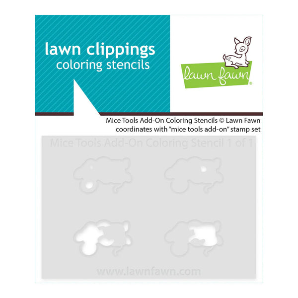Lawn Fawn coloring stencil packaging with branding and product details.