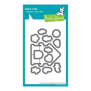 Lawn Lawn custom craft dies set in a teal and white retail card package, featuring multiple metal die shapes including clouds, hearts, and a house outline.