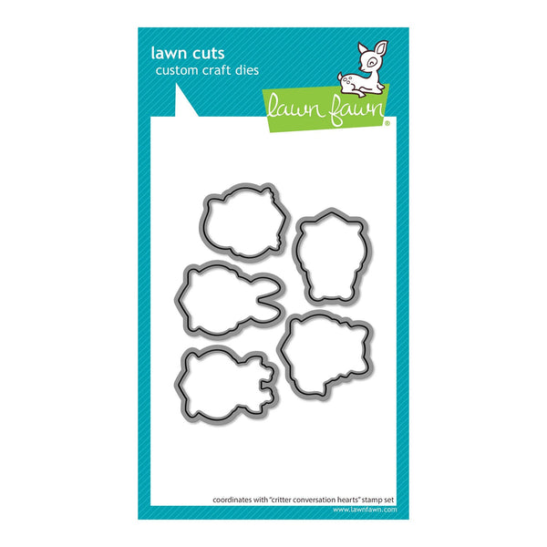 Set of craft dies with 'lawn cuts' branding on a blue background