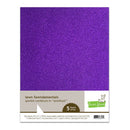 A single sheet of sparkling purple cardstock with a white paper label at the bottom. The label reads 'lawn fawfundamentals sparkle cardstock in "amethyst"' and shows the Baum Farm brand logo.