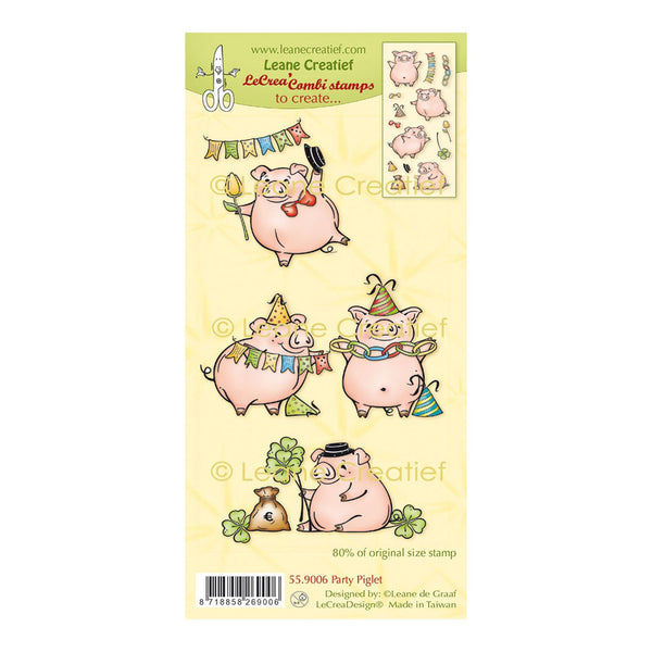 Leane Creatief Combi Clear Stamp - Party Piglet