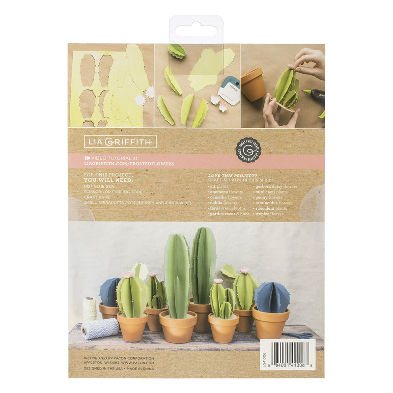 Lia Griffith DIY Frosted Paper Craft Kit 8.5" x 11.5" Stack, 18 Sheets - Mini Cacti