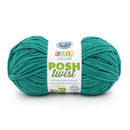 Teal skein of yarn with a label on a white background
