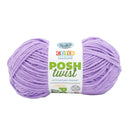 Ball of purple yarn with a label on a white background