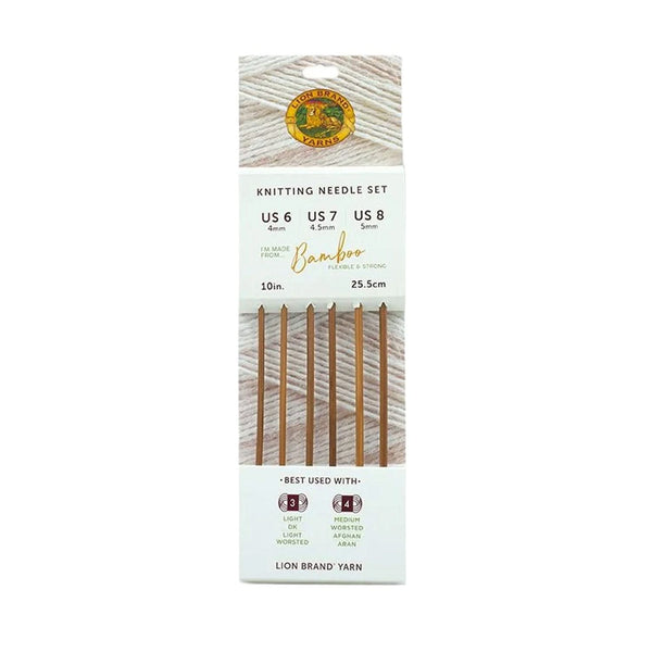 Lion Brand Bamboo Knitting Needle Set - Sizes US6, 7, 8 (4mm-5mm)
